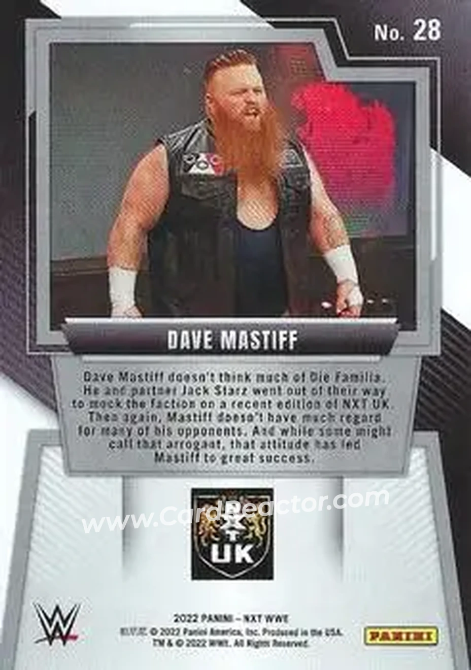 2022 Panini NXT 2.0 WWE #28 - Dave Mastiff - Back