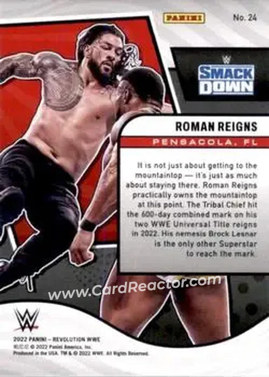 2022 Panini Revolution WWE #24 - Roman Reigns - Back