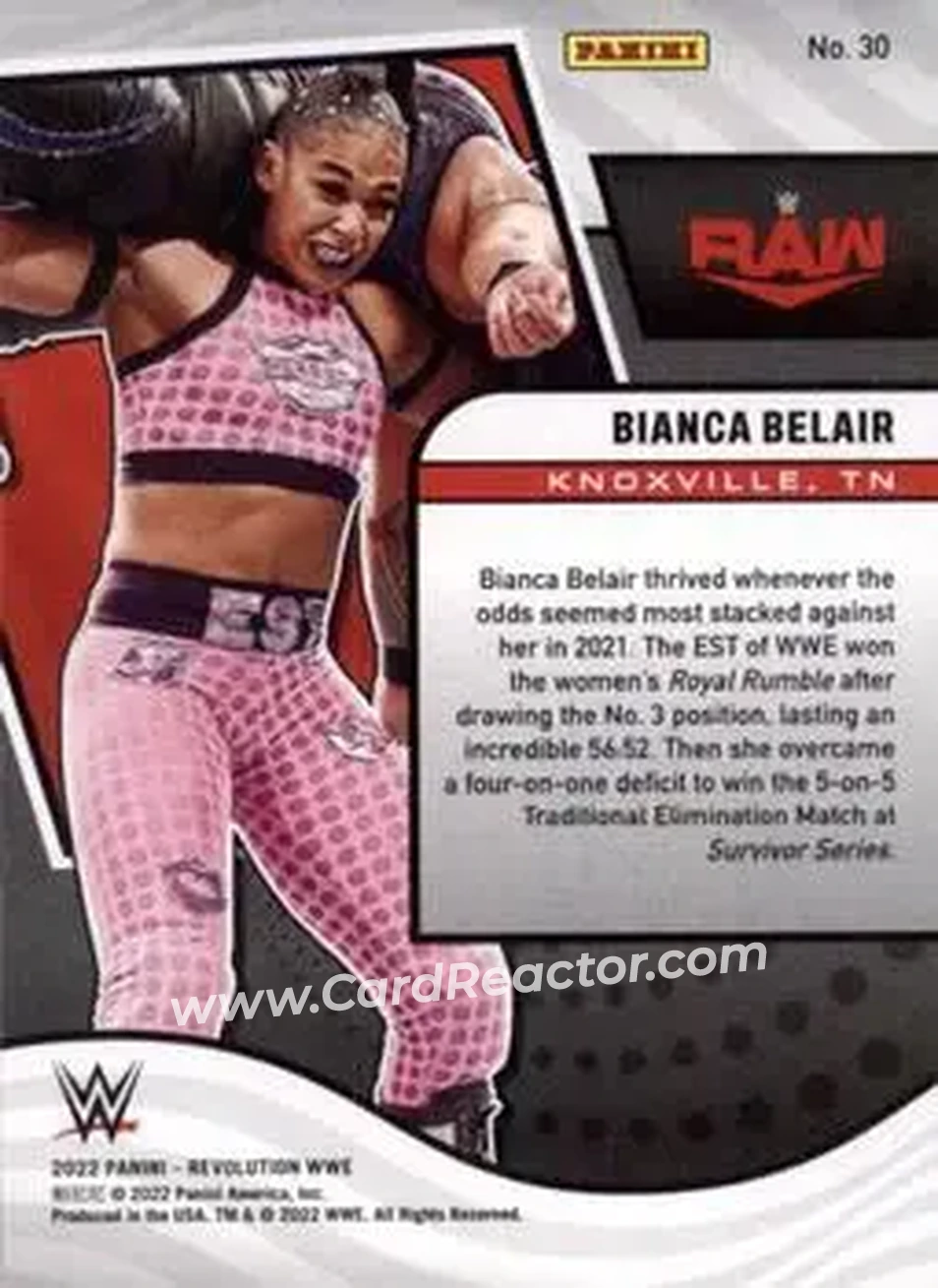 2022 Panini Revolution WWE #30 - Bianca Belair - Back