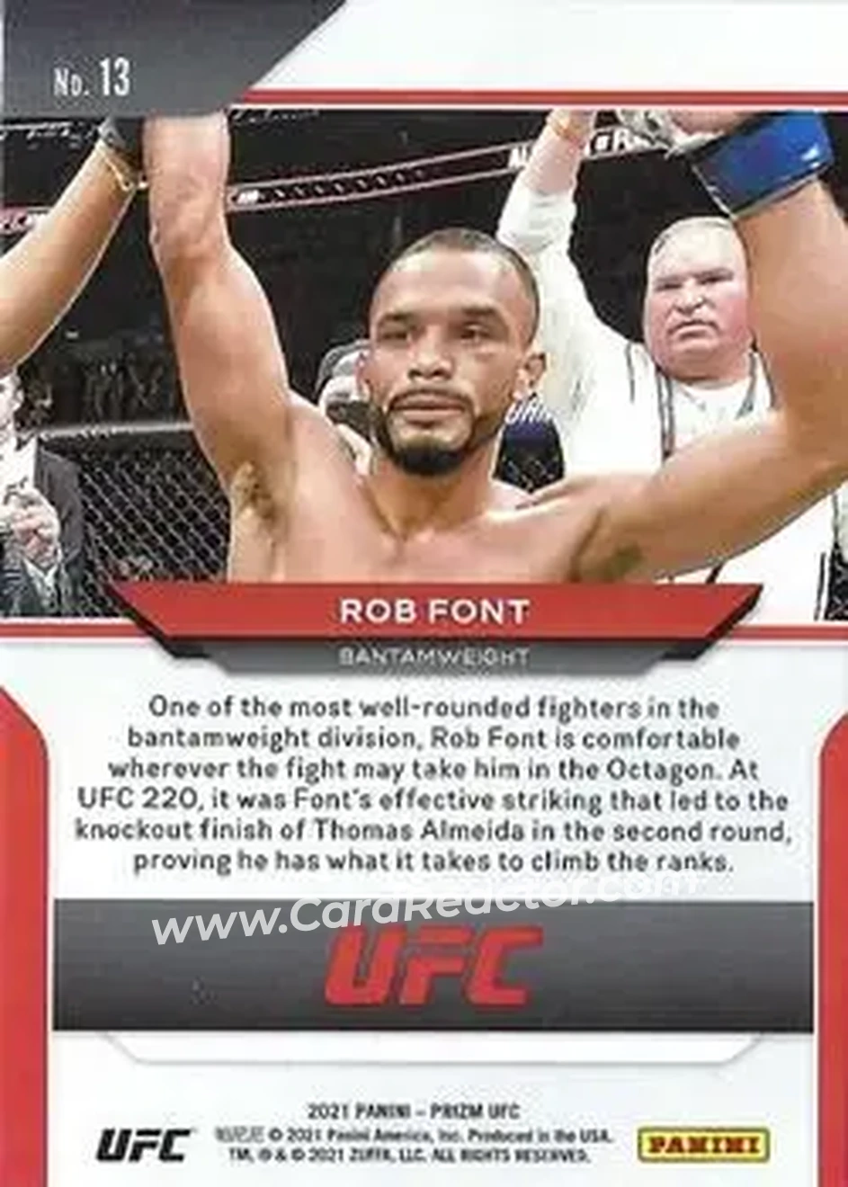 2021 Panini Prizm UFC #13 - Rob Font - Back