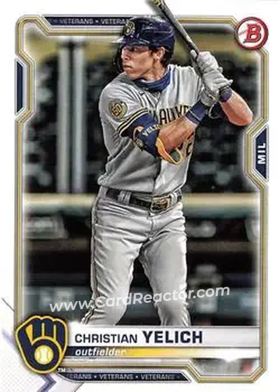 2021 Bowman #24 - Christian Yelich - Milwaukee Brewers - Front