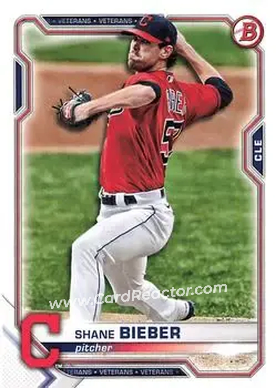 2021 Bowman #28 - Shane Bieber - Cleveland Indians - Front