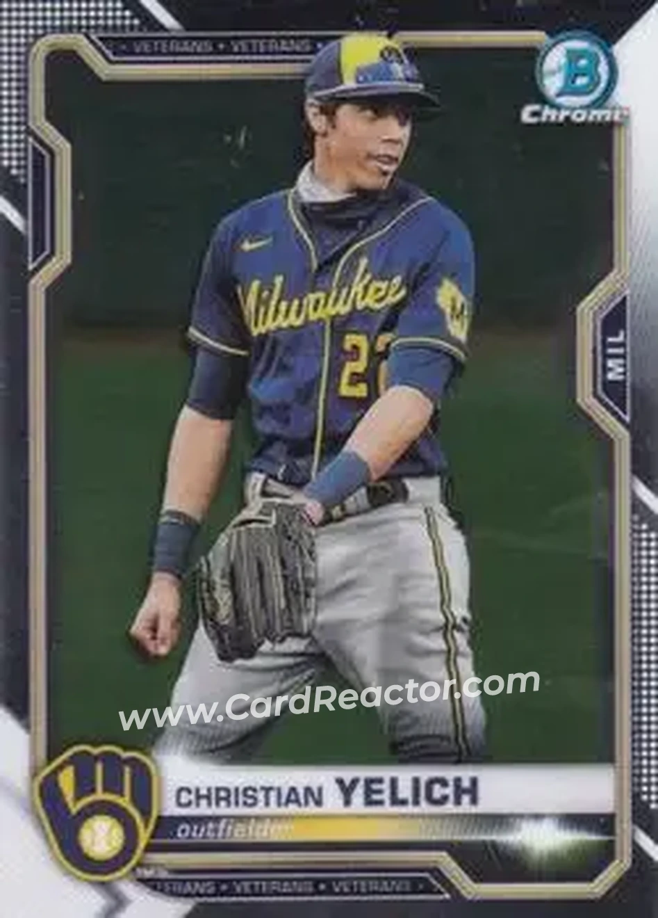 2021 Bowman Chrome #22 - Christian Yelich - Milwaukee Brewers - Front
