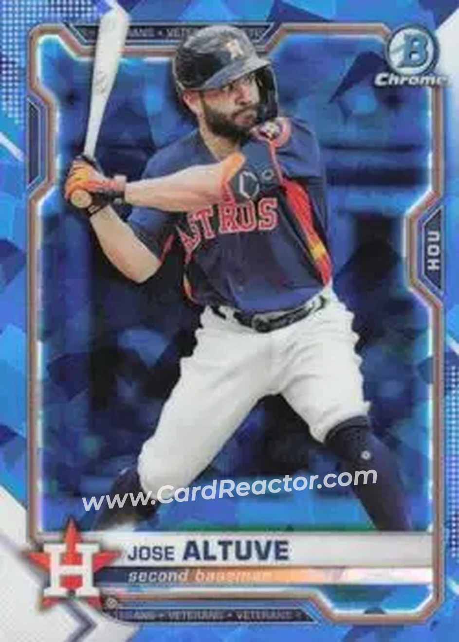 2021 Bowman Chrome Sapphire Edition #24 - Jose Altuve - Houston Astros - Front 2021 Bowman Chrome Sapphire Edition #24 - Jose Altuve - Houston Astros - Front