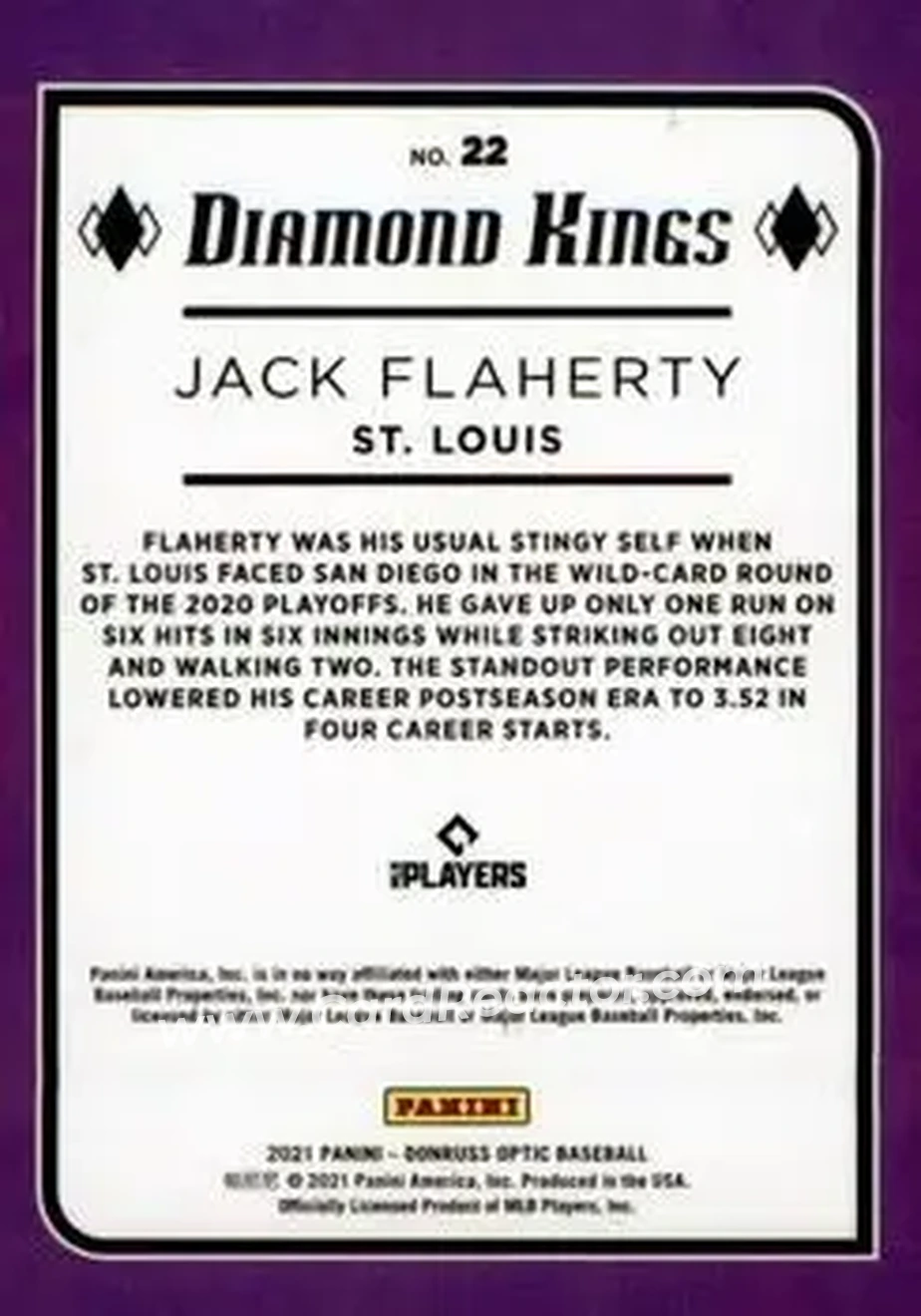 2021 Donruss Optic #22 - Jack Flaherty - St. Louis Cardinals - Back