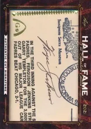 2021 Leaf Hall of Fame Cut Signature Edition #NNO - Ferguson Jenkins