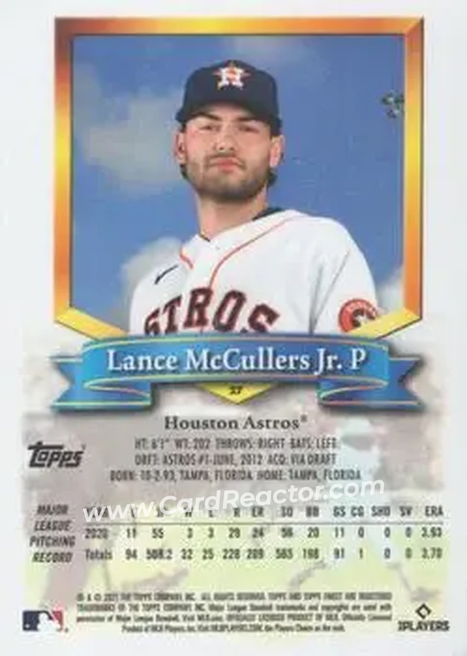 2021 Finest Flashbacks #27 - Lance McCullers - Houston Astros - Back