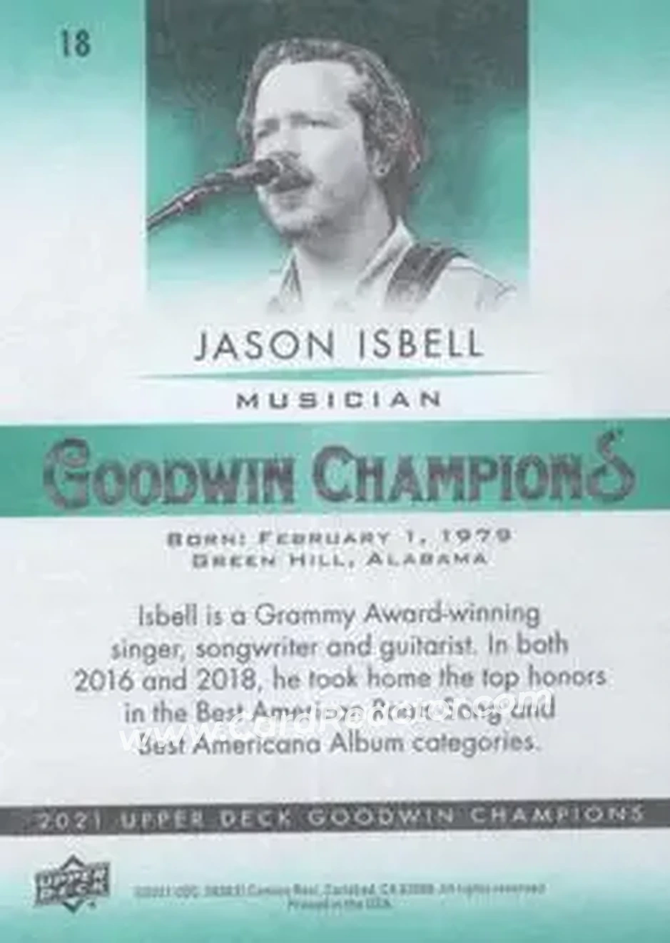 2021 Upper Deck Goodwin Champions #18 - Jason Isbell - Back