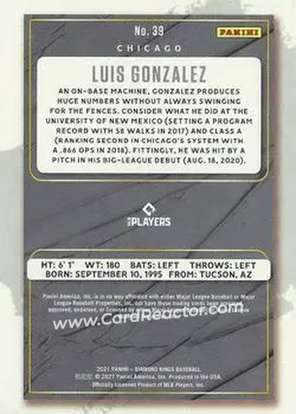 2021 Panini Diamond Kings #39 - Luis Gonzalez - Chicago White Sox - Back