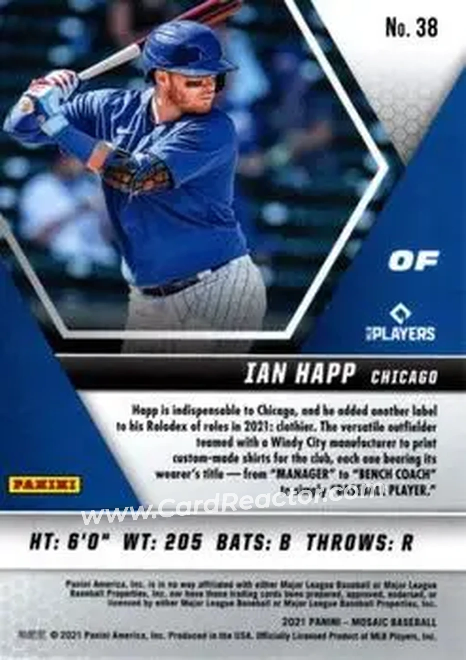 2021 Panini Mosaic #38 - Ian Happ - Chicago Cubs - Back