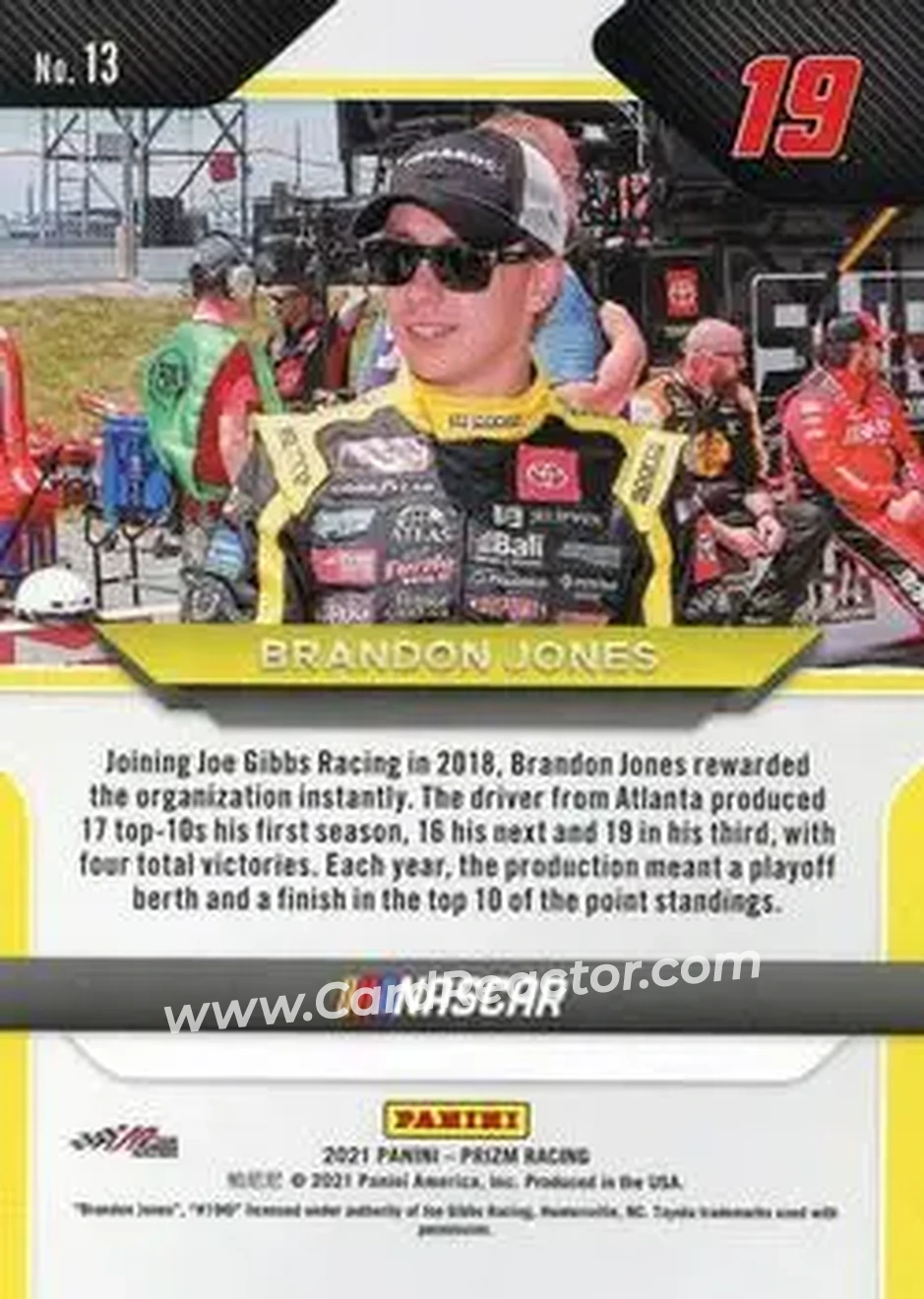 2021 Panini Prizm #13 - Brandon Jones - Joe Gibbs Racing - Back