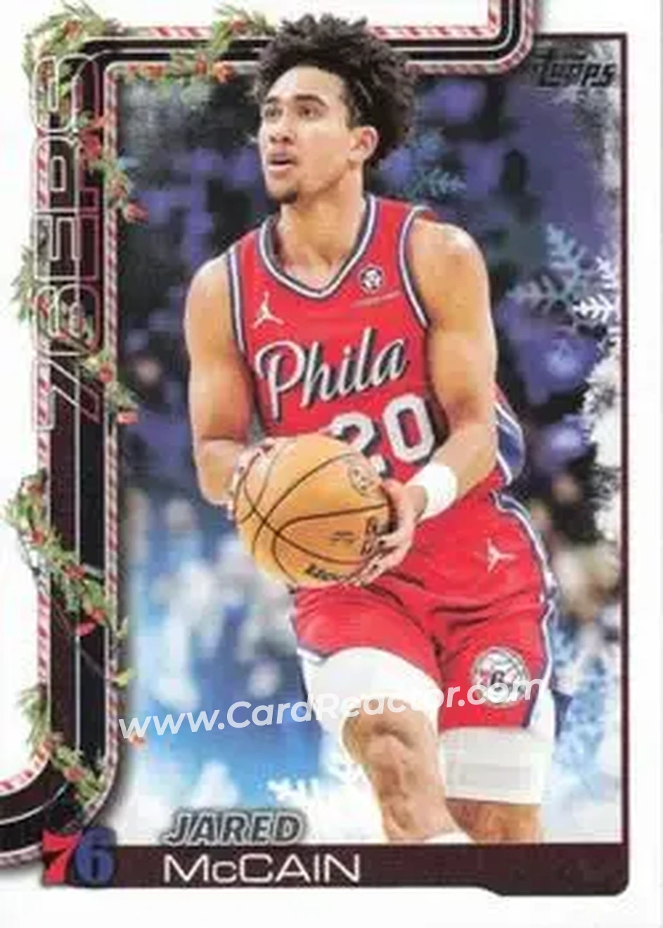 2025-26 Topps Holiday #H20 - Jared McCain - Philadelphia 76ers - Front 2025-26 Topps Holiday #H20 - Jared McCain - Philadelphia 76ers - Front
