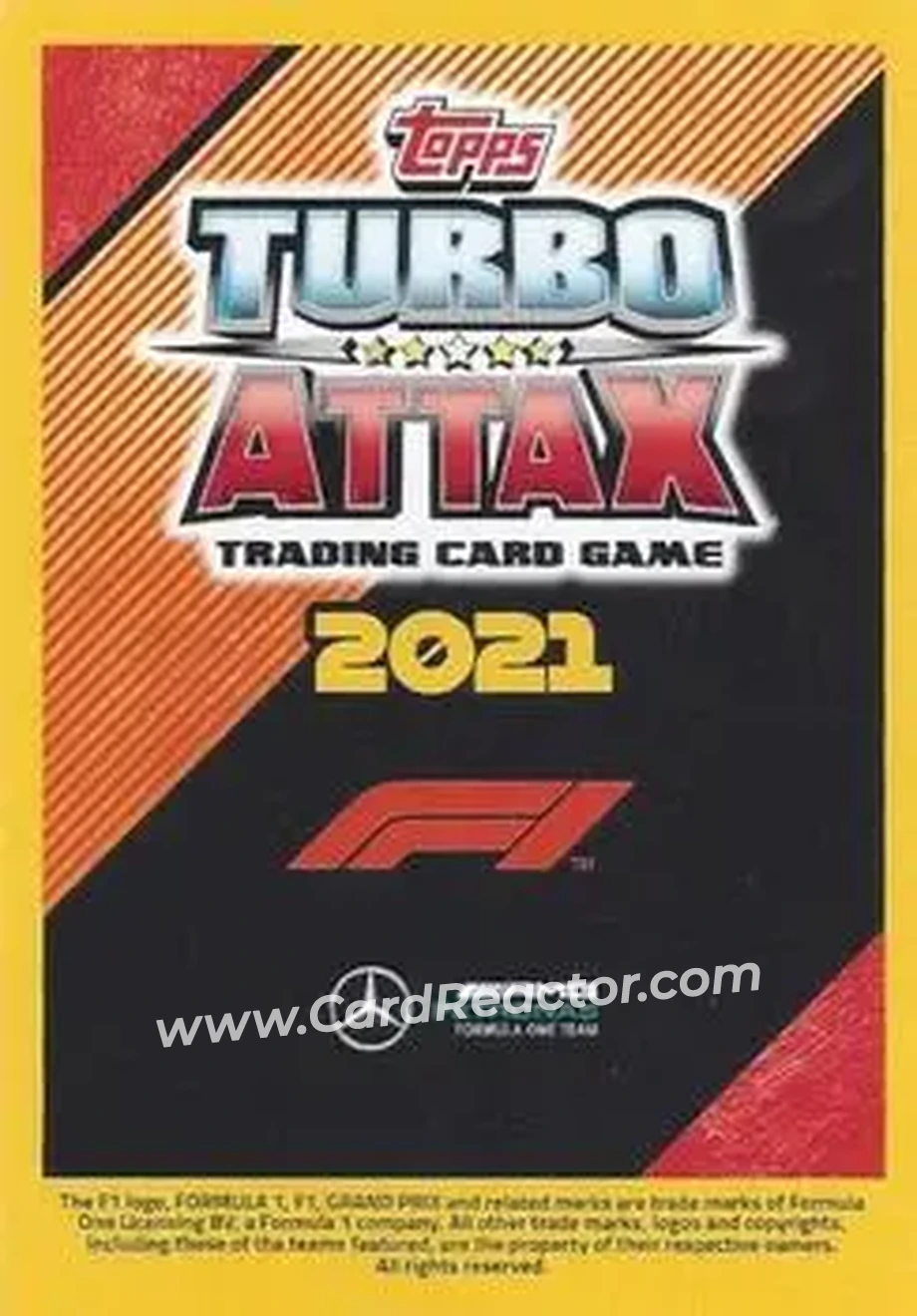 2021 Topps Turbo Attax Formula 1 #14 - Valtteri Bottas - Mercedes-AMG Petronas Formula One Team - Back 2021 Topps Turbo Attax Formula 1 #14 - Valtteri Bottas - Mercedes-AMG Petronas Formula One Team - Back