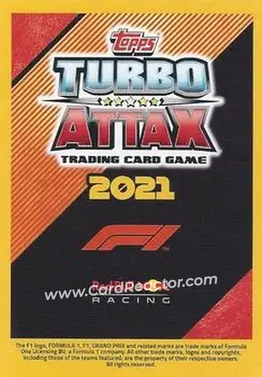 2021 Topps Turbo Attax Formula 1 #25 - Red Bull Racing Car Puzzle Front - Red Bull Racing - Back