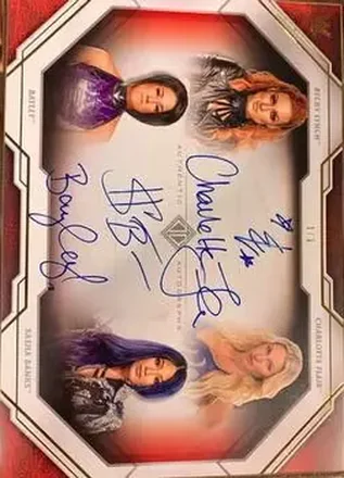 2021 Topps Transcendent Collection WWE - Four Horsewomen Quad Autographs Red #QA-4HW - Sasha Banks - Becky Lynch - Charlotte Flair - Bayley AU, SN1