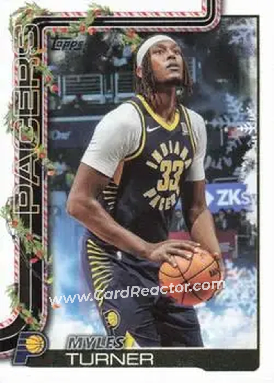 2025-26 Topps Holiday #H40 - Myles Turner - Indiana Pacers - Front 2025-26 Topps Holiday #H40 - Myles Turner - Indiana Pacers - Front