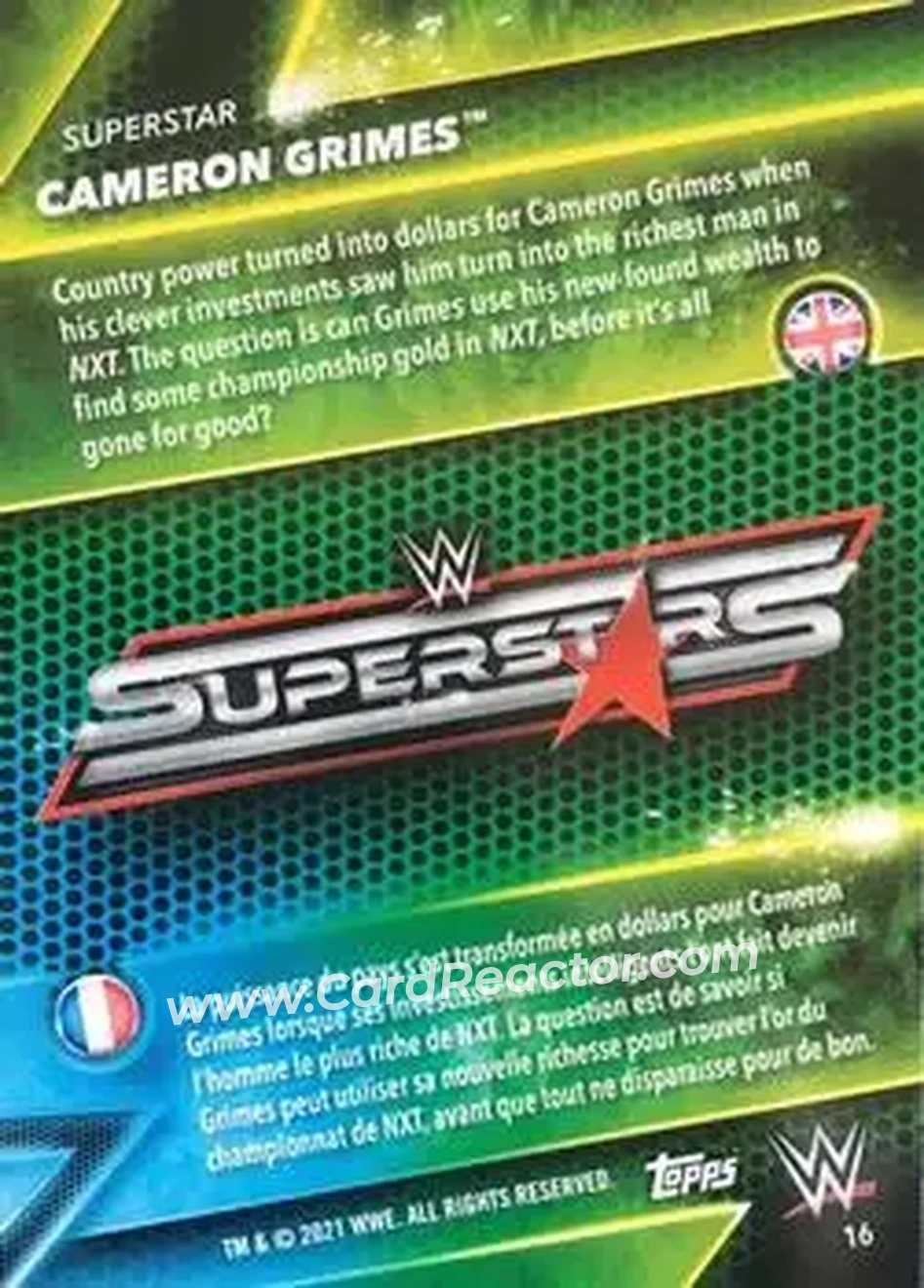 2021 Topps WWE Superstars #16 - Trevor Lee - Back