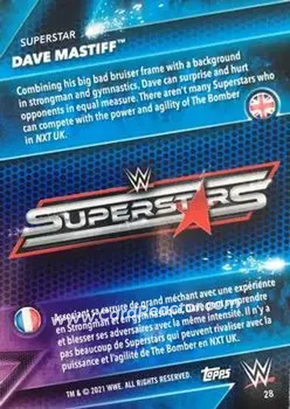 2021 Topps WWE Superstars #28 - Dave Mastiff - Back