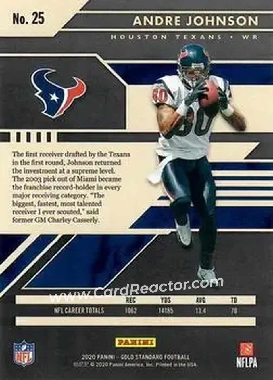 2020 Panini Gold Standard #25 - Andre Johnson - Houston Texans - Back