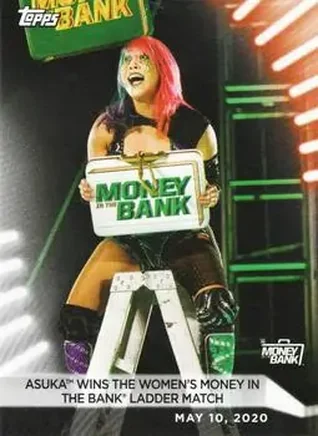2021 Topps WWE Women's Division #15 - Asuka Wins the Women's Money in the Bank Ladder Match