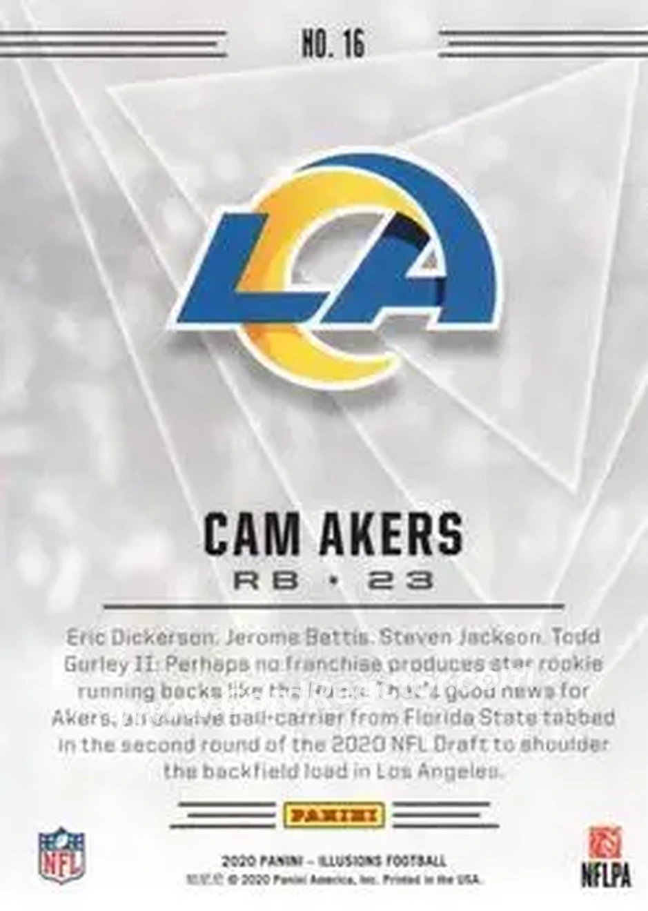 2020 Panini Illusions #16 - Cam Akers - Los Angeles Rams - Back