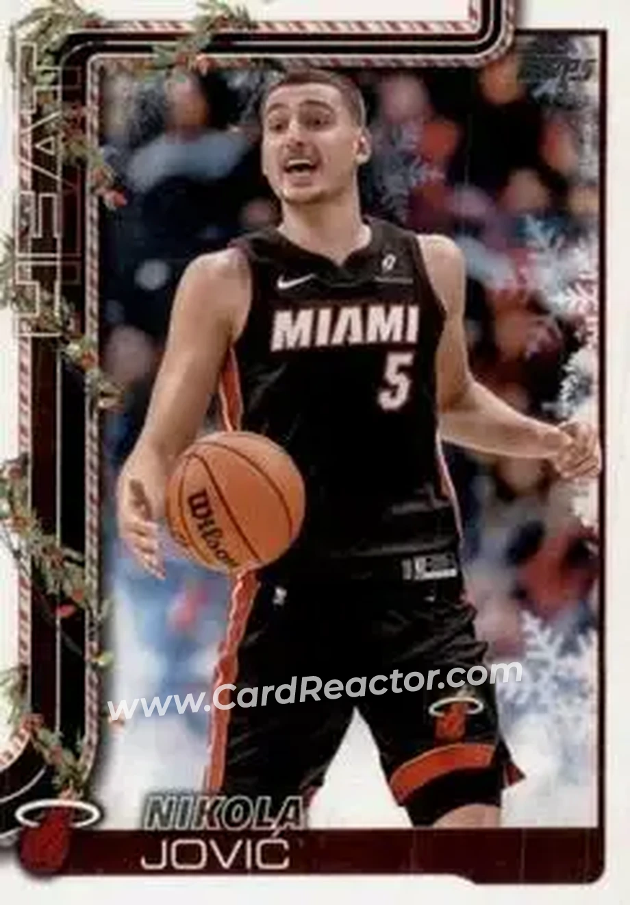 2025-26 Topps Holiday #H61 - Nikola Jović - Miami Heat - Front 2025-26 Topps Holiday #H61 - Nikola Jović - Miami Heat - Front