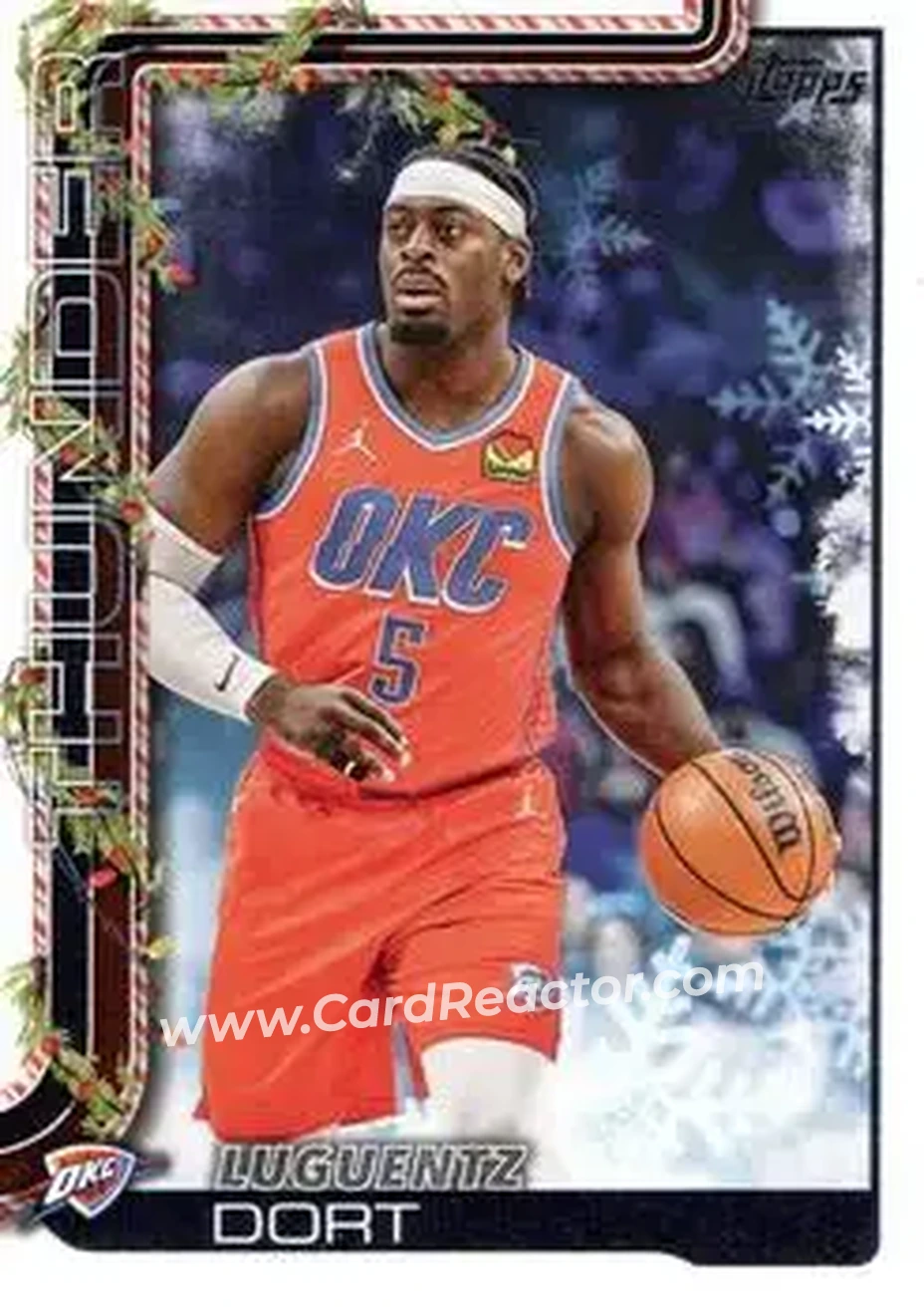 2025-26 Topps Holiday #H92 - Luguentz Dort - Oklahoma City Thunder - Front