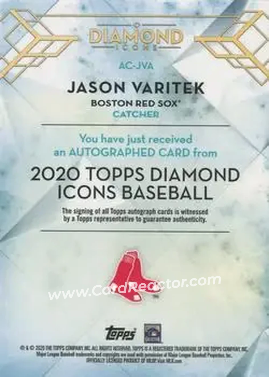 2020 Topps Diamond Icons - Purple #AC-JVA - Jason Varitek - Boston Red Sox - Back