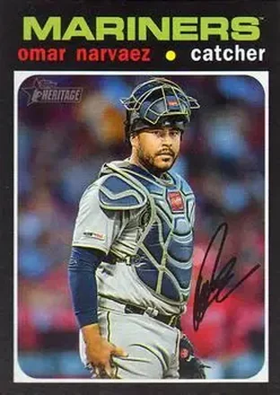 2020 Topps Heritage #28 - Omar Narvaez - Seattle Mariners