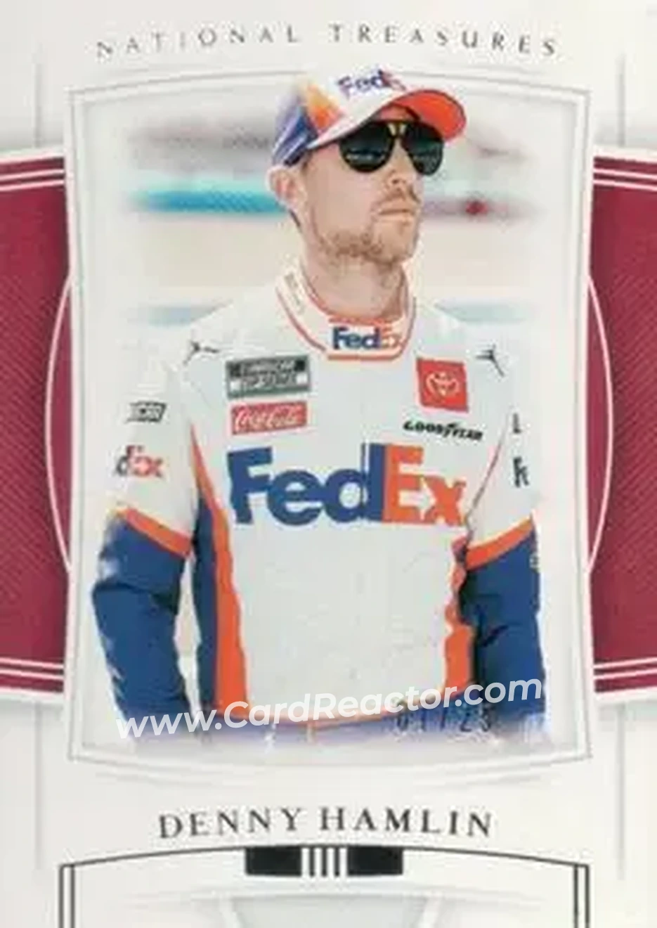 2020 Panini National Treasures #8 - Denny Hamlin - Joe Gibbs Racing - Front