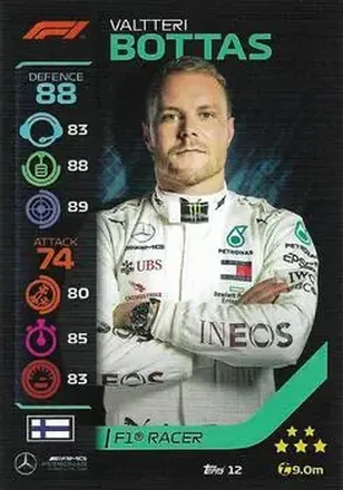 2020 Topps Turbo Attax Formula 1 #12 - Valtteri Bottas - Mercedes-AMG Petronas Formula One Team