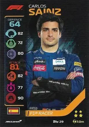 2020 Topps Turbo Attax Formula 1 #29 - Carlos Sainz - McLaren F1