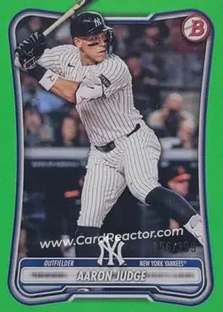 2026 Bowman - Neon Green #1 - Aaron Judge - New York Yankees - Front 2026 Bowman - Neon Green #1 - Aaron Judge - New York Yankees - Front