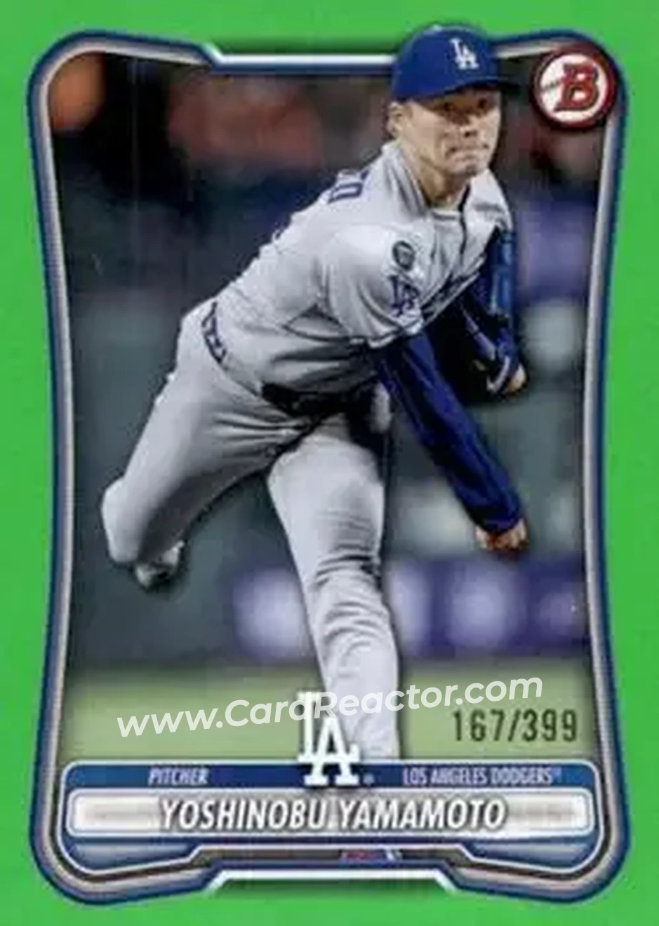 2026 Bowman - Neon Green #2 - Yoshinobu Yamamoto - Los Angeles Dodgers - Front 2026 Bowman - Neon Green #2 - Yoshinobu Yamamoto - Los Angeles Dodgers - Front