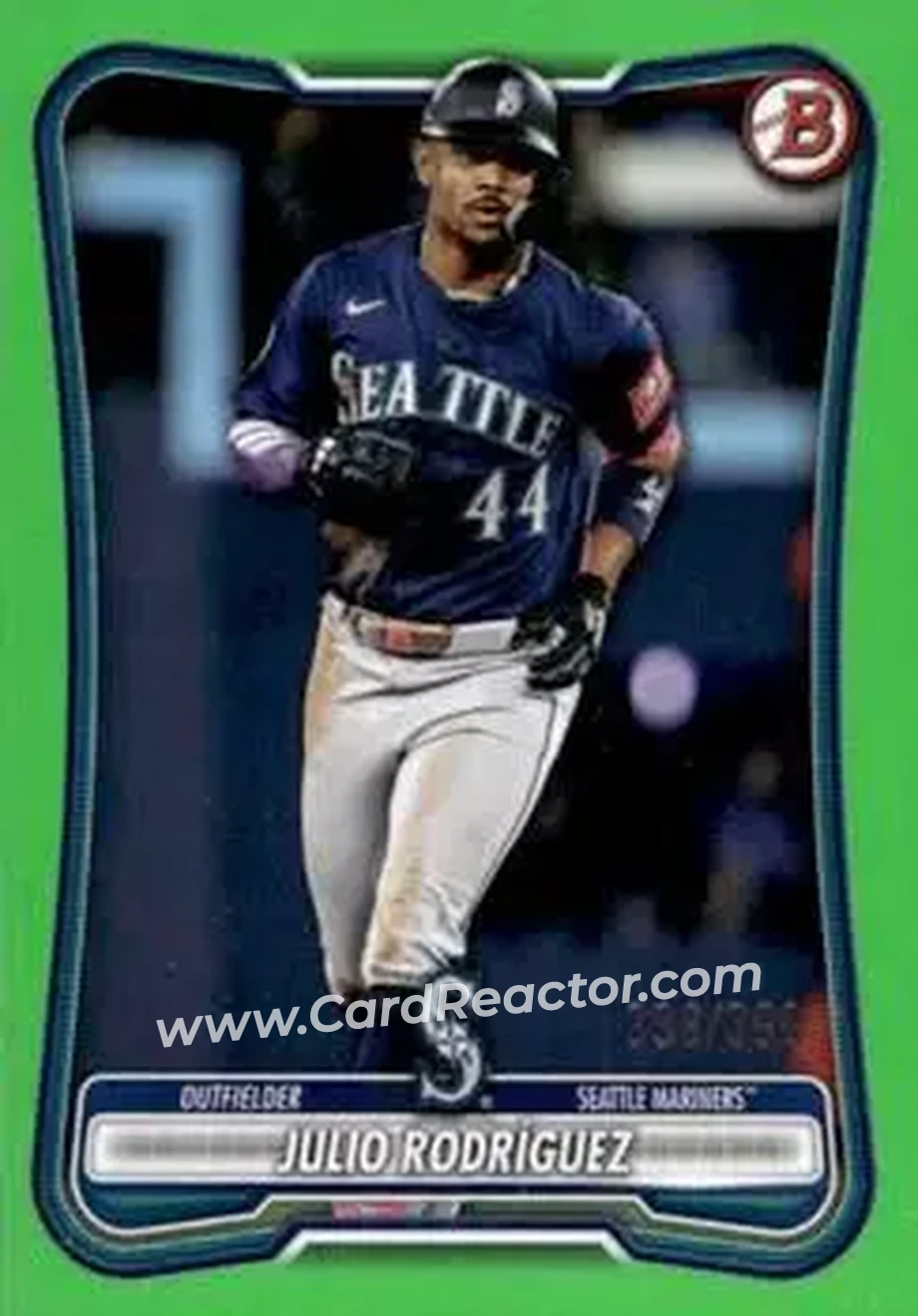 2026 Bowman - Neon Green #5 - Julio Rodríguez - Seattle Mariners - Front 2026 Bowman - Neon Green #5 - Julio Rodríguez - Seattle Mariners - Front