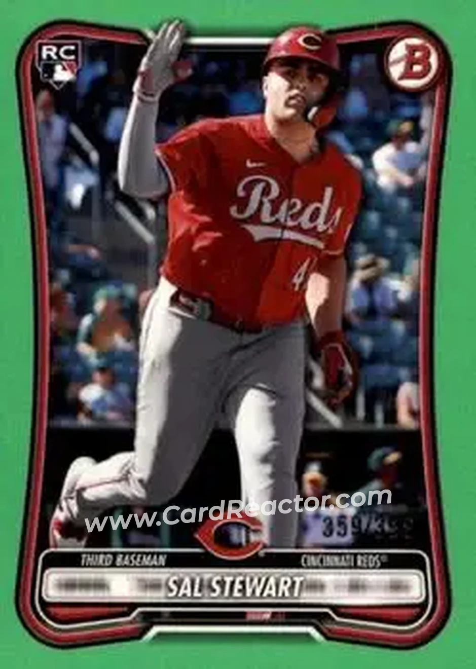 2026 Bowman - Neon Green #6 - Sal Stewart - Cincinnati Reds - Front 2026 Bowman - Neon Green #6 - Sal Stewart - Cincinnati Reds - Front