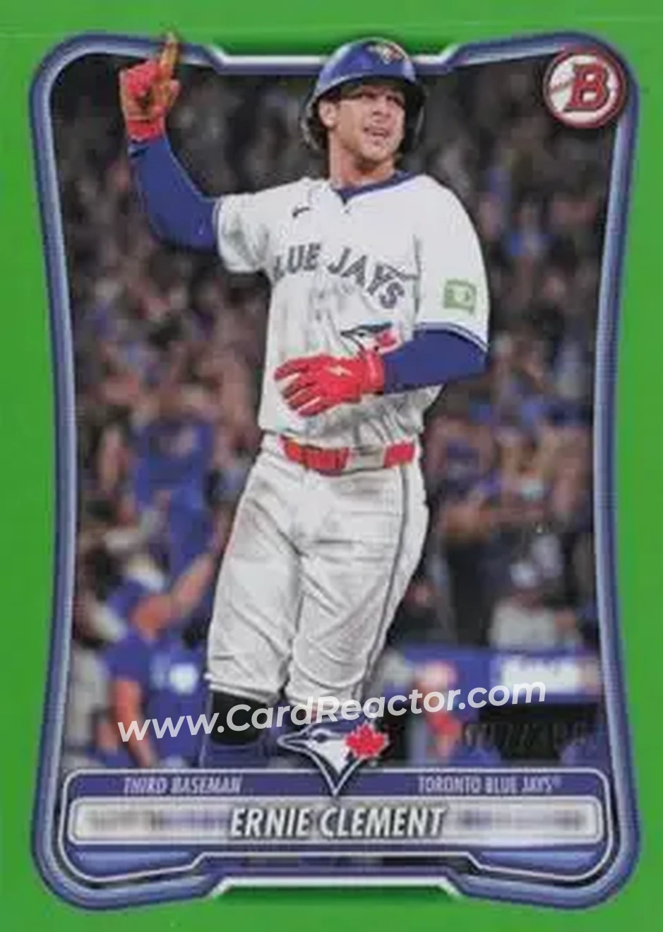 2026 Bowman - Neon Green #8 - Ernie Clement - Toronto Blue Jays - Front
