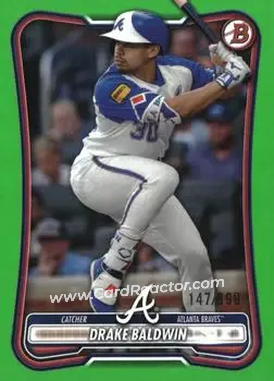2026 Bowman - Neon Green #14 - Drake Baldwin - Atlanta Braves - Front