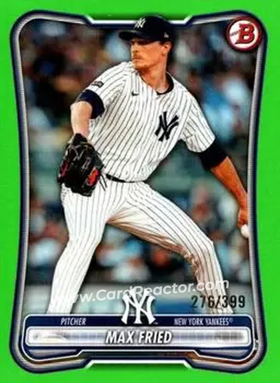 2026 Bowman - Neon Green #15 - Max Fried - New York Yankees - Front
