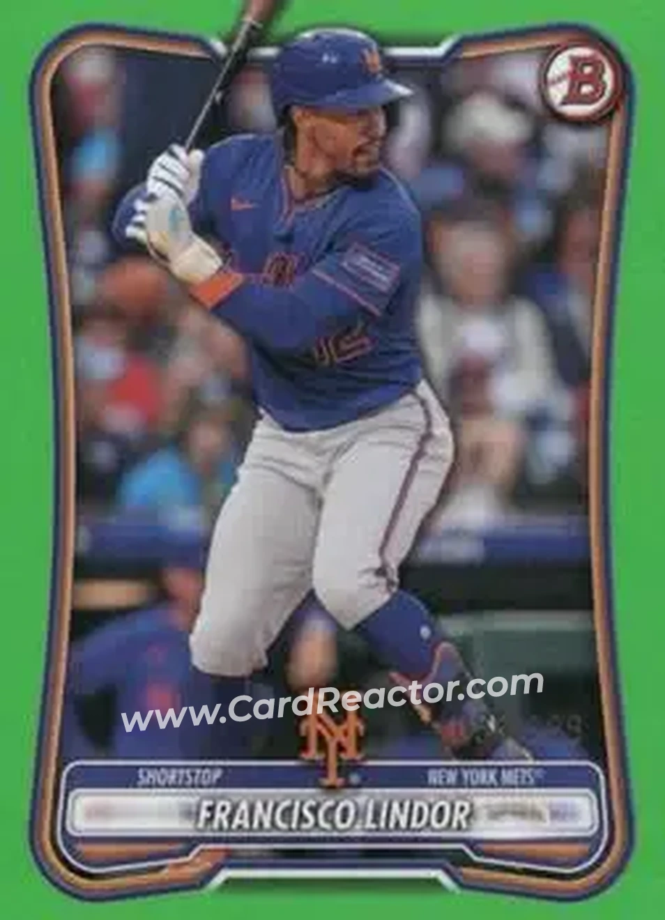 2026 Bowman - Neon Green #17 - Francisco Lindor - New York Mets - Front