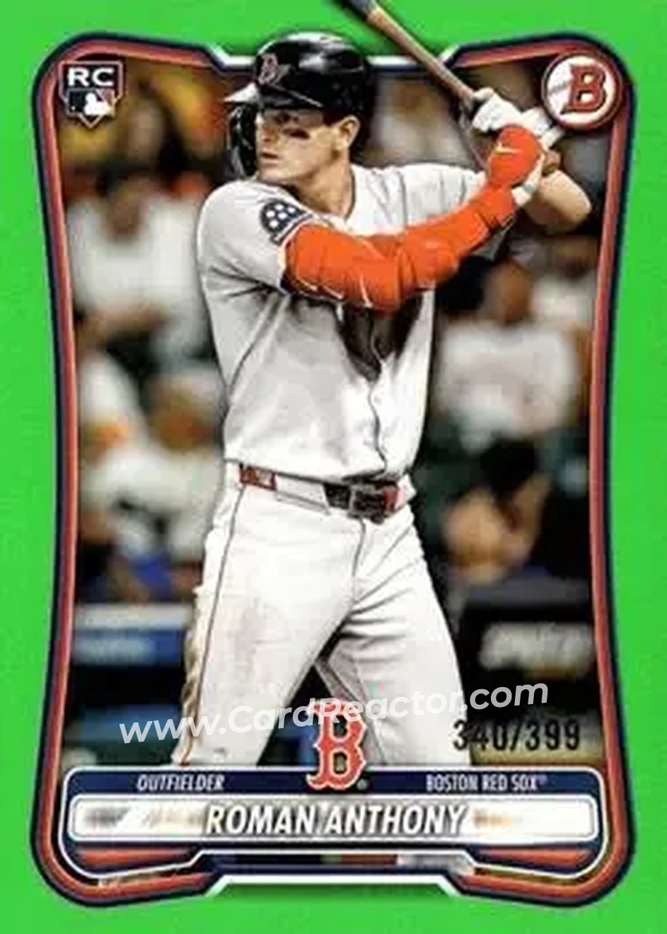 2026 Bowman - Neon Green #18 - Roman Anthony - Boston Red Sox - Front 2026 Bowman - Neon Green #18 - Roman Anthony - Boston Red Sox - Front