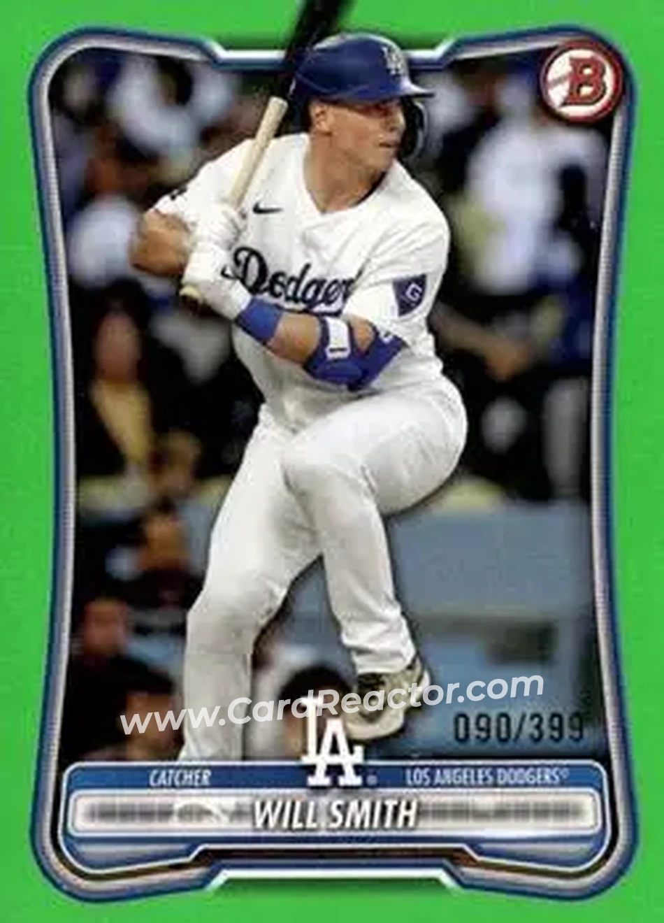 2026 Bowman - Neon Green #24 - Will Smith - Los Angeles Dodgers - Front