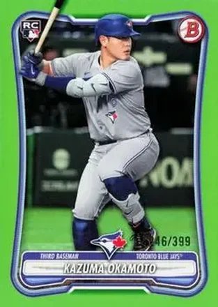 2026 Bowman - Neon Green #28 - Kazuma Okamoto - Toronto Blue Jays