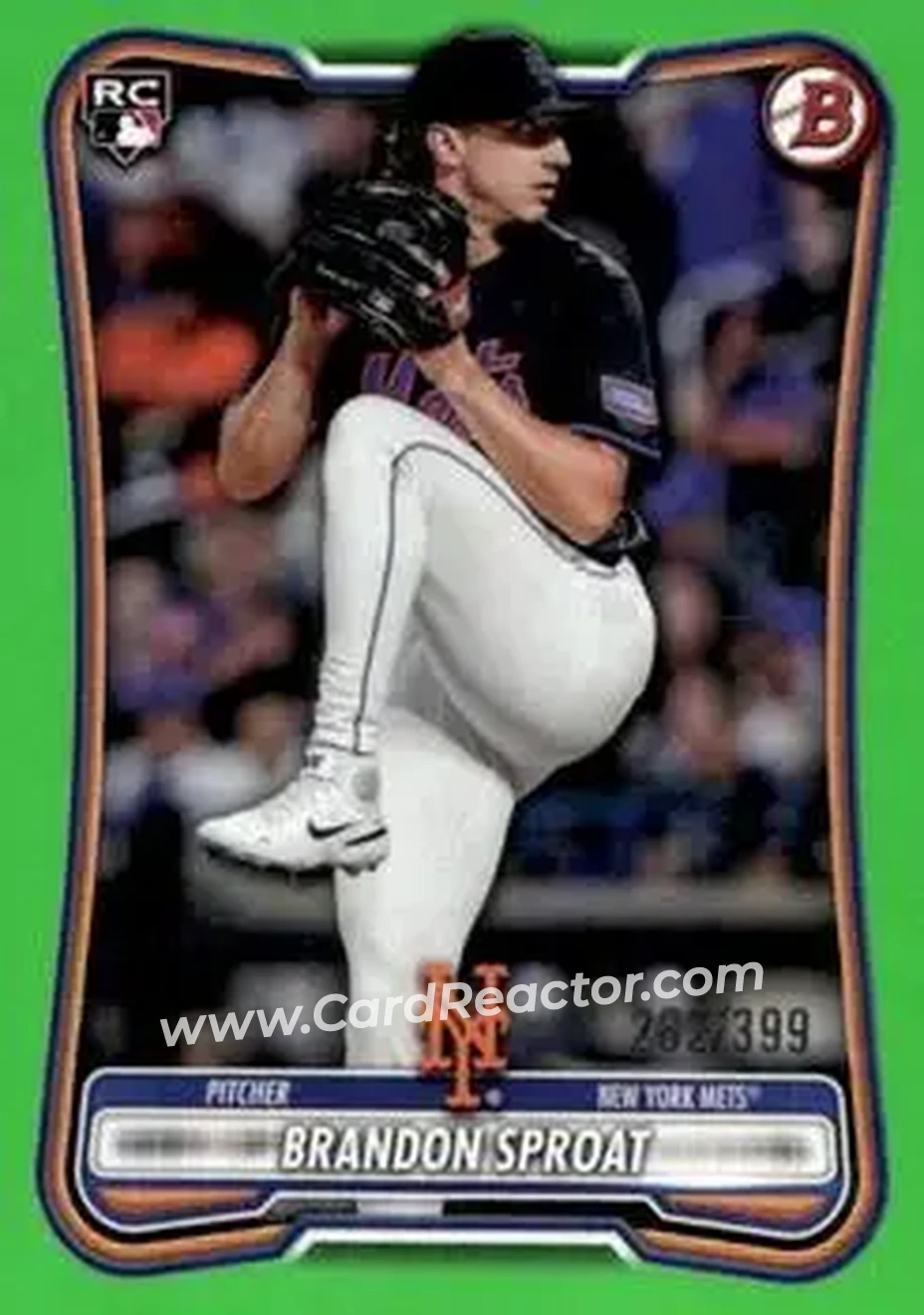 2026 Bowman - Neon Green #33 - Brandon Sproat - New York Mets - Front