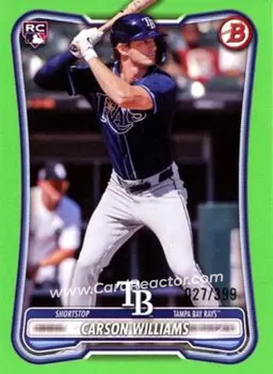 2026 Bowman - Neon Green #39 - Carson Williams - Tampa Bay Rays - Front