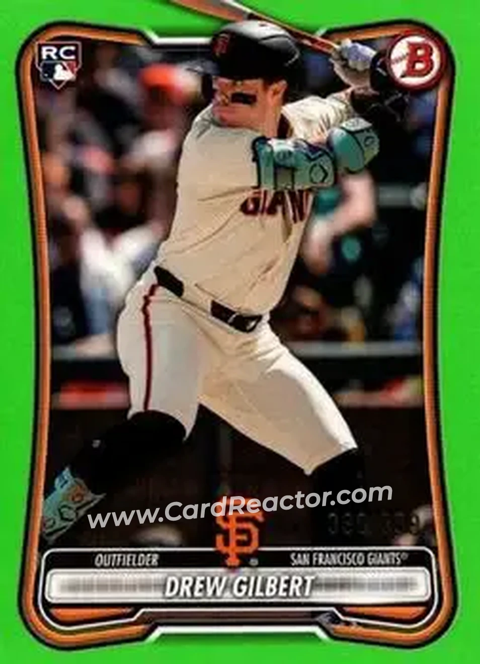 2026 Bowman - Neon Green #40 - Drew Gilbert - San Francisco Giants - Front