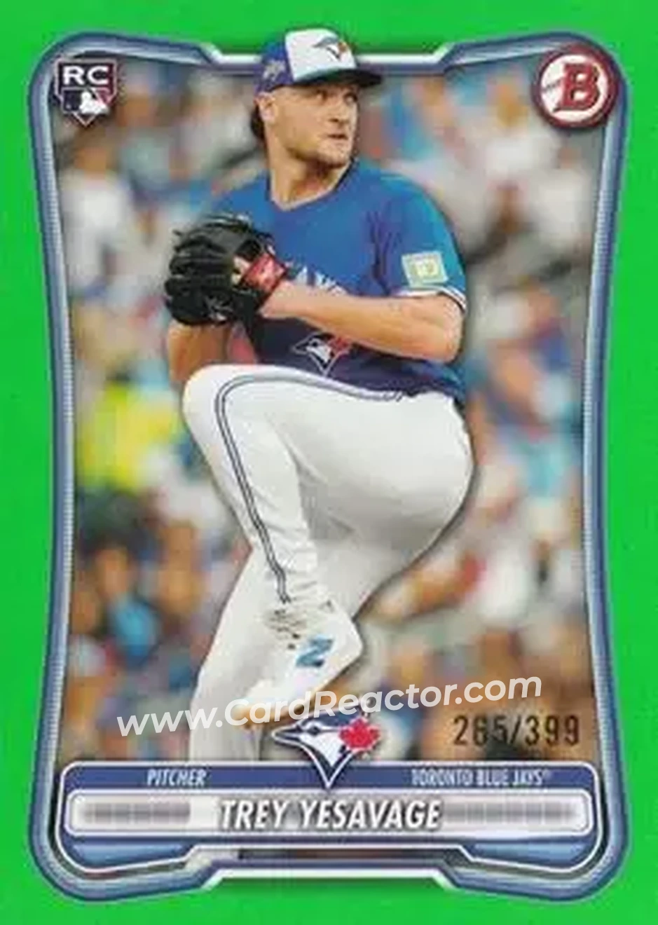 2026 Bowman - Neon Green #41 - Trey Yesavage - Toronto Blue Jays - Front