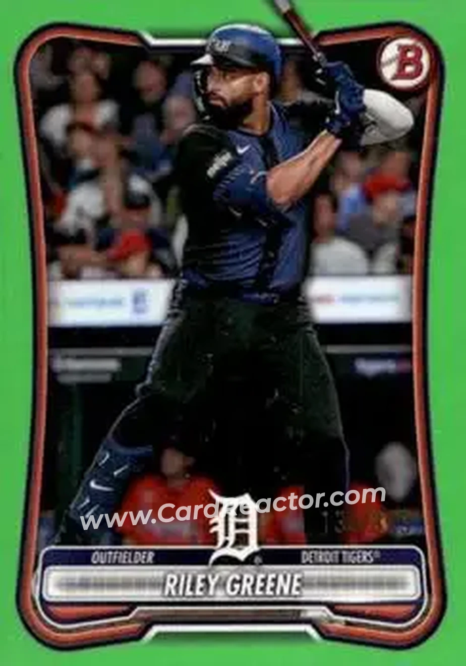 2026 Bowman - Neon Green #48 - Riley Greene - Detroit Tigers - Front