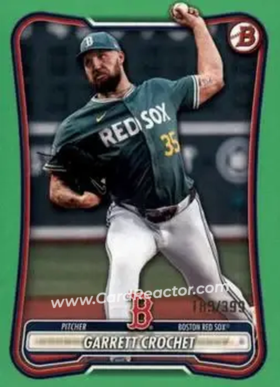 2026 Bowman - Neon Green #51 - Garrett Crochet - Boston Red Sox - Front 2026 Bowman - Neon Green #51 - Garrett Crochet - Boston Red Sox - Front