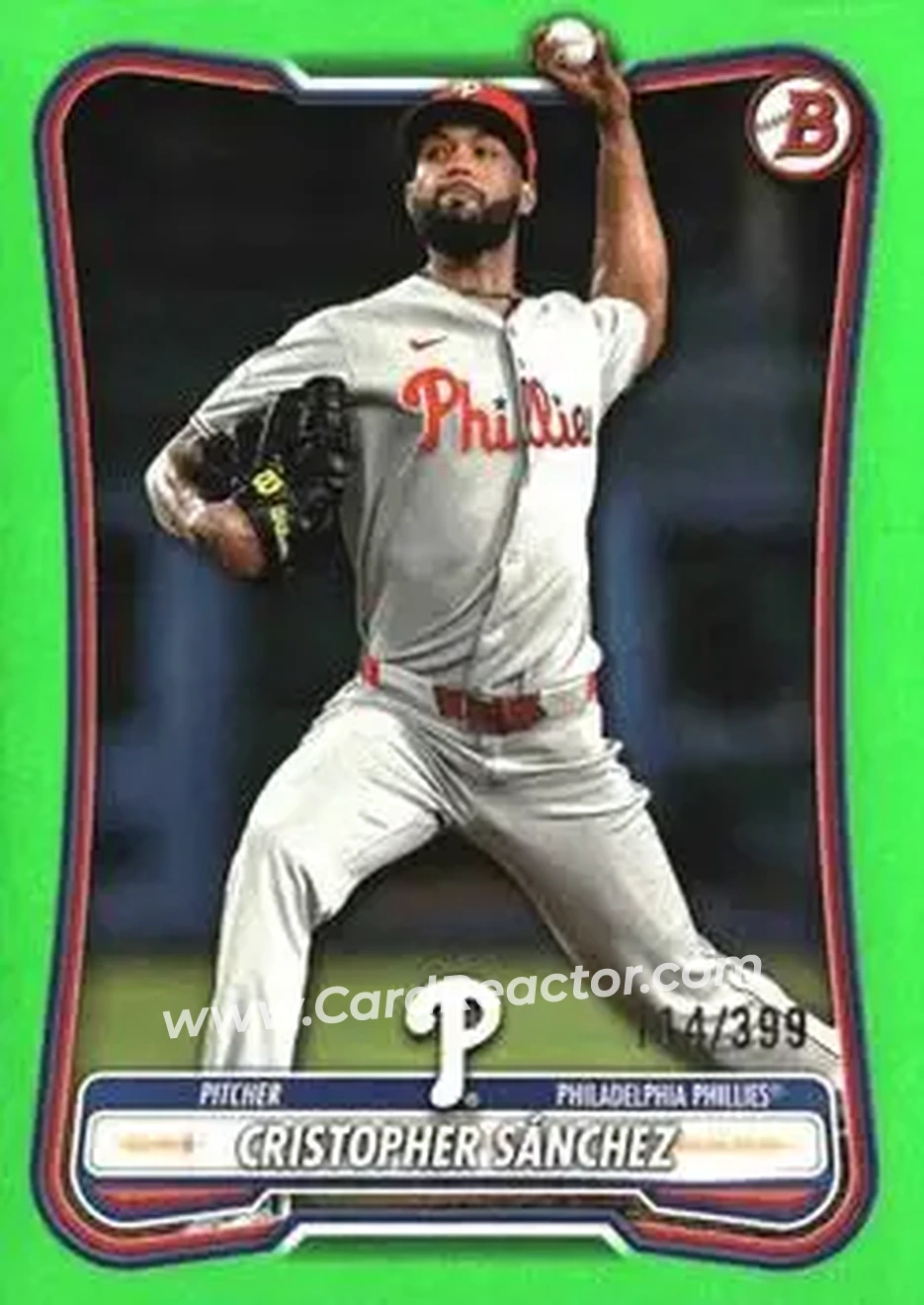 2026 Bowman - Neon Green #55 - Cristopher Sánchez - Philadelphia Phillies - Front